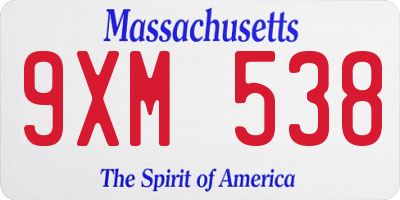 MA license plate 9XM538