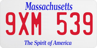 MA license plate 9XM539