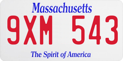 MA license plate 9XM543