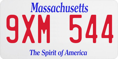 MA license plate 9XM544