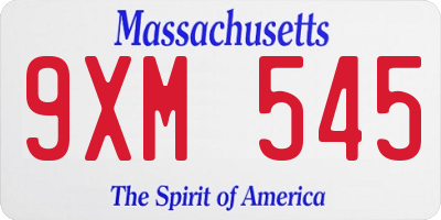 MA license plate 9XM545