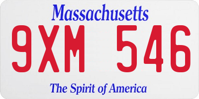 MA license plate 9XM546