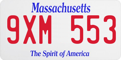 MA license plate 9XM553