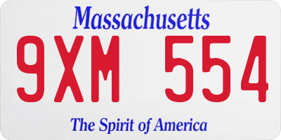 MA license plate 9XM554