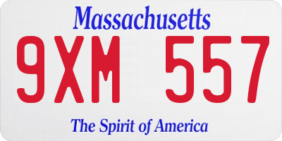 MA license plate 9XM557