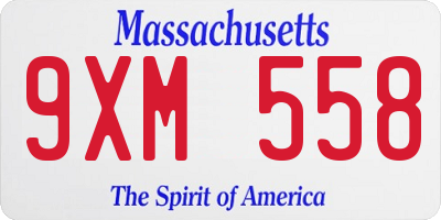 MA license plate 9XM558