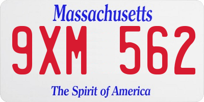 MA license plate 9XM562