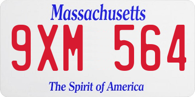 MA license plate 9XM564