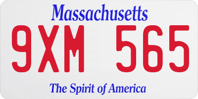 MA license plate 9XM565