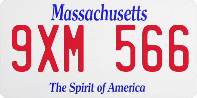 MA license plate 9XM566