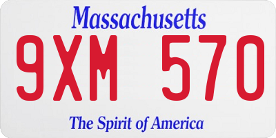 MA license plate 9XM570