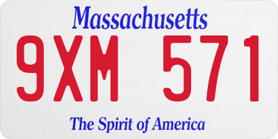 MA license plate 9XM571