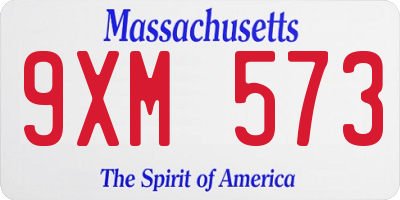 MA license plate 9XM573