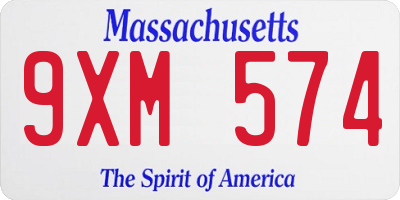MA license plate 9XM574