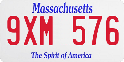 MA license plate 9XM576