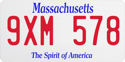 MA license plate 9XM578
