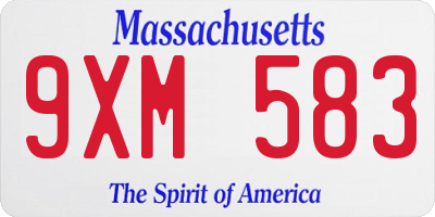 MA license plate 9XM583