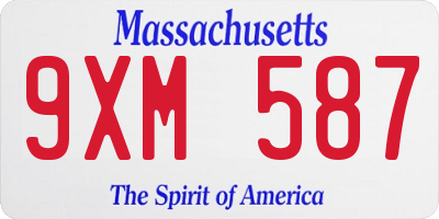 MA license plate 9XM587