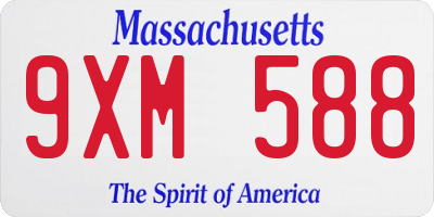 MA license plate 9XM588