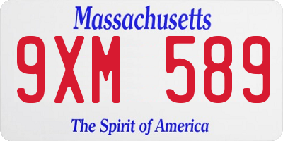 MA license plate 9XM589