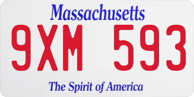 MA license plate 9XM593