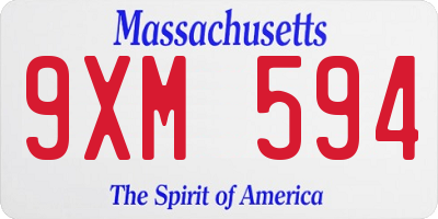 MA license plate 9XM594