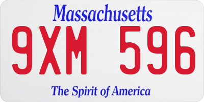 MA license plate 9XM596