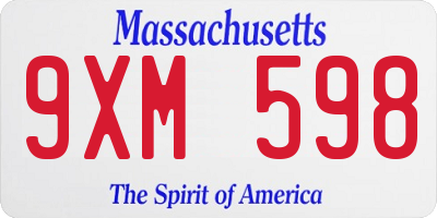 MA license plate 9XM598