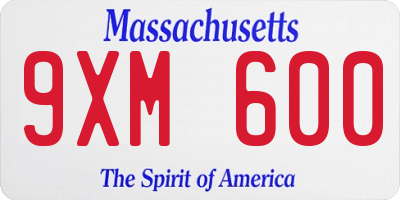 MA license plate 9XM600