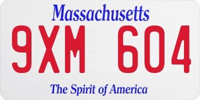 MA license plate 9XM604