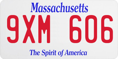 MA license plate 9XM606