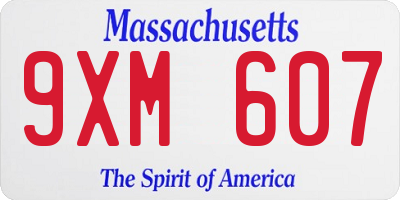 MA license plate 9XM607