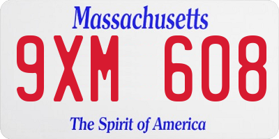 MA license plate 9XM608