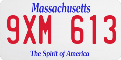 MA license plate 9XM613