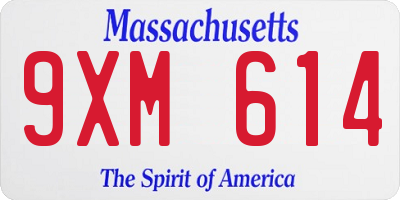 MA license plate 9XM614