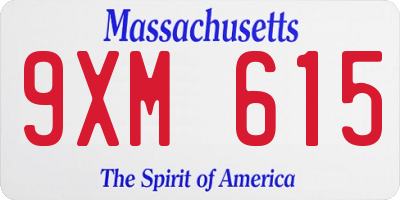 MA license plate 9XM615