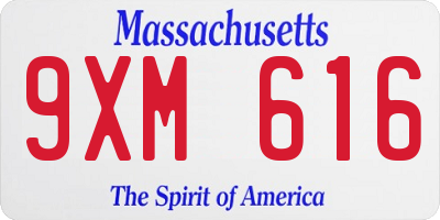 MA license plate 9XM616