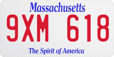 MA license plate 9XM618