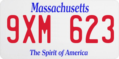 MA license plate 9XM623