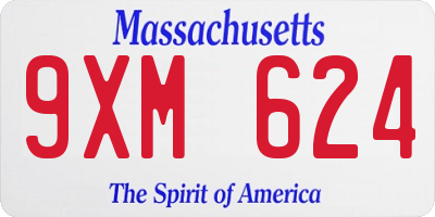 MA license plate 9XM624