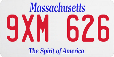 MA license plate 9XM626