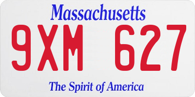 MA license plate 9XM627