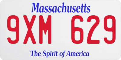 MA license plate 9XM629