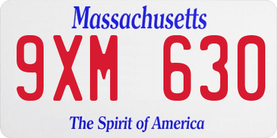 MA license plate 9XM630