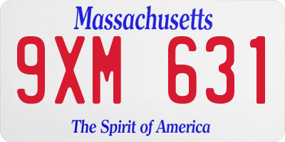 MA license plate 9XM631