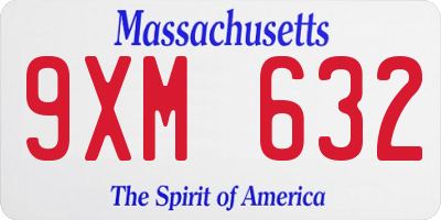 MA license plate 9XM632