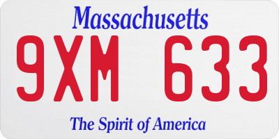 MA license plate 9XM633