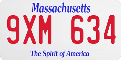 MA license plate 9XM634