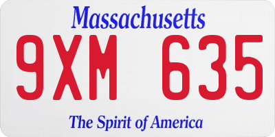 MA license plate 9XM635