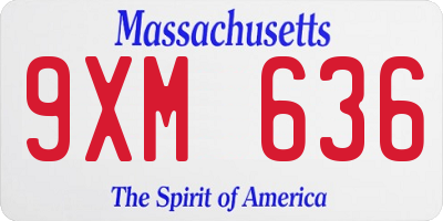 MA license plate 9XM636
